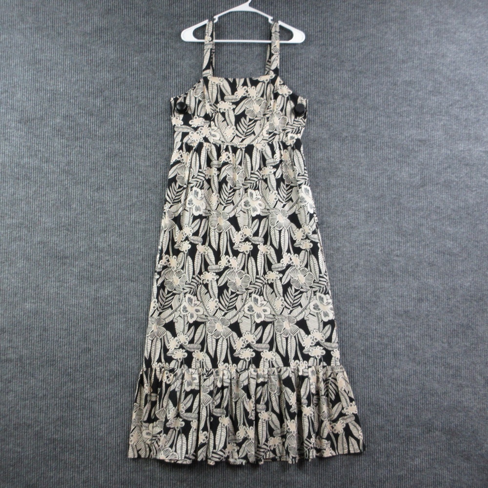 Threads 4 Thought Dress Womens L Black Floral Sundress Maxi Smocked Ruffle NWT